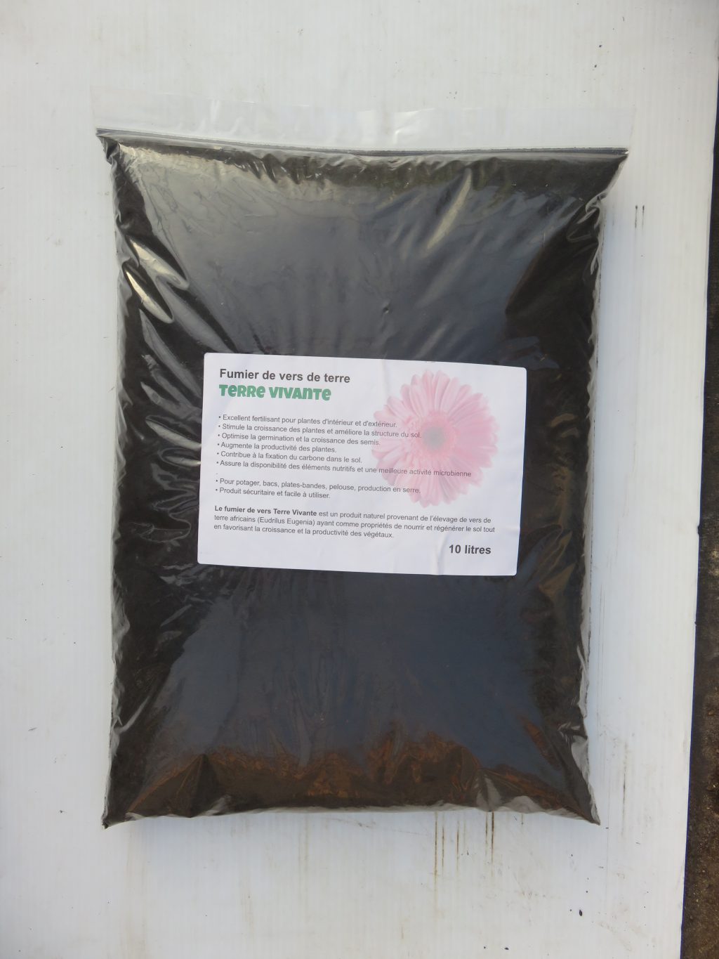 Fumier de vers Terre vivante sac de 10 litres